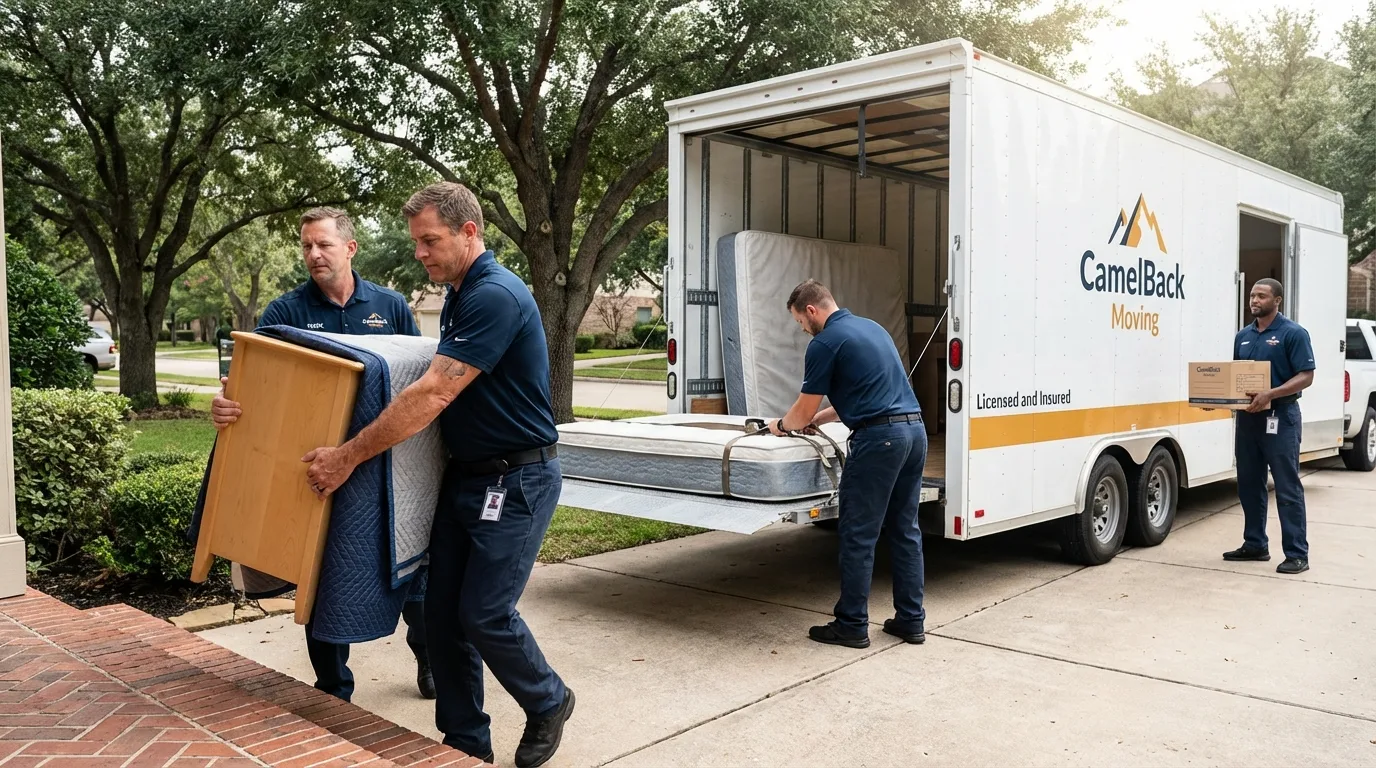 Crew loading residential truck for cross-state move from Aberdeen, ID