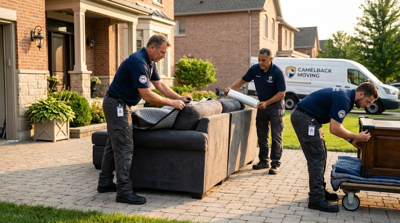 Large estate moving crew wrapping furniture in Aberdeen, ID