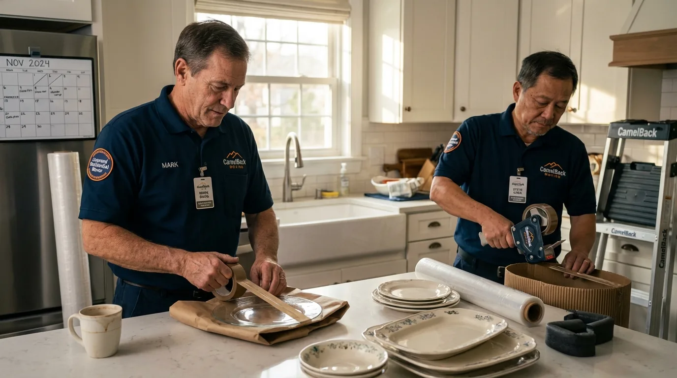 Professional crew packing kitchen dishware in Aberdeen, ID